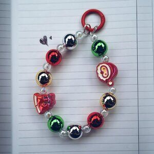 Christmas Beaded Keychain Wristlet